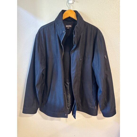 Michael Kors Men's XL Black Jacket With Hidden Hood & Multiple Pockets - Picture 1 of 6